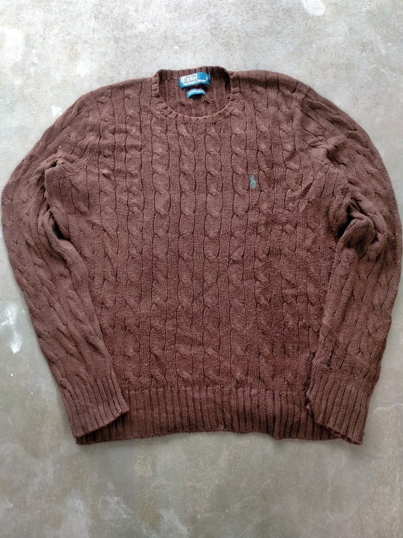 Ralph Lauren Cable Knit Choco Brown on Carousell