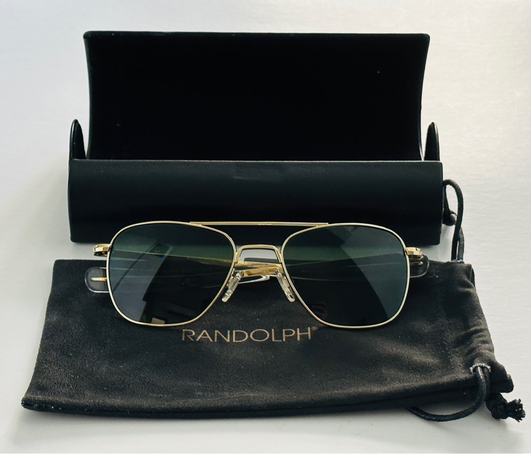 Randolph - Aviator 52mm 23K Gold Sunglasses / Skytec AGX Lenses