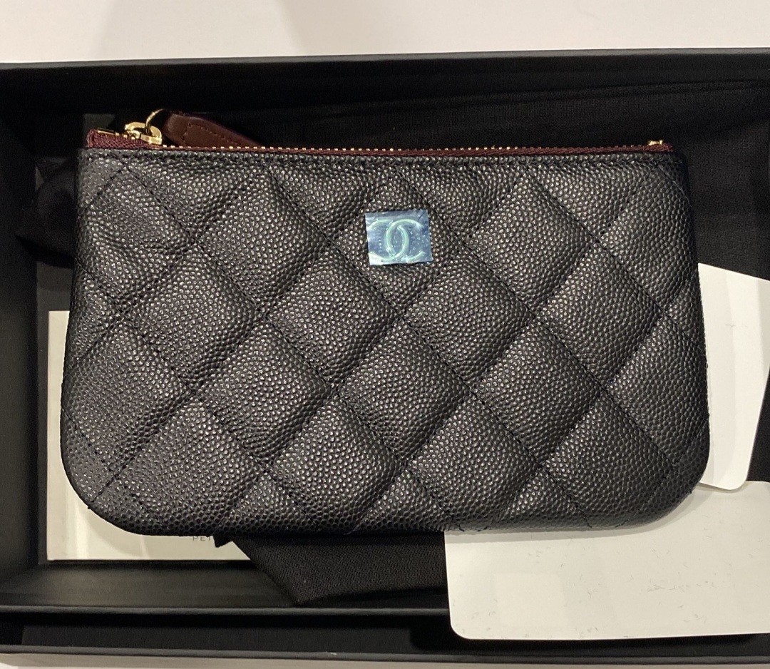 Chanel Small O-Case / Pouch in Black Caviar and LGHW