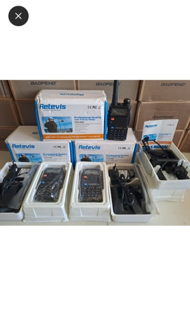 Retevis RT-5R FM transciever Walkie talkie Set of 3, Mobile Phones   Gadgets, Walkie-Talkie on Carousell