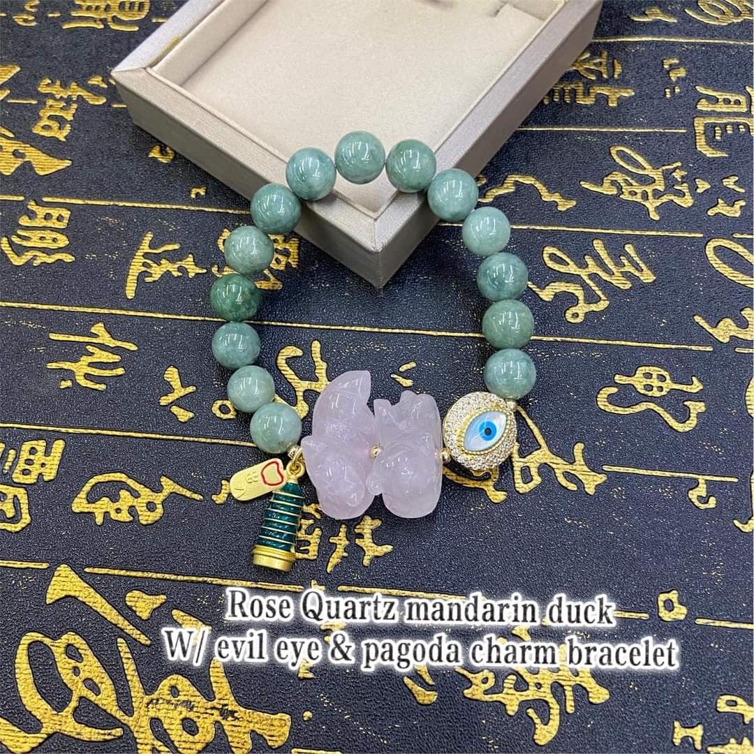 Rose quartz mandarin ducks bracelet deals