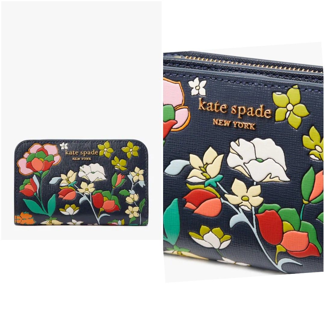 Kate Spade Morgan Flower Bed Embossed Small Slim Bifold Wallet in Blazer  Blue Multi, Women's Fashion, Bags & Wallets, Purses & Pouches on Carousell