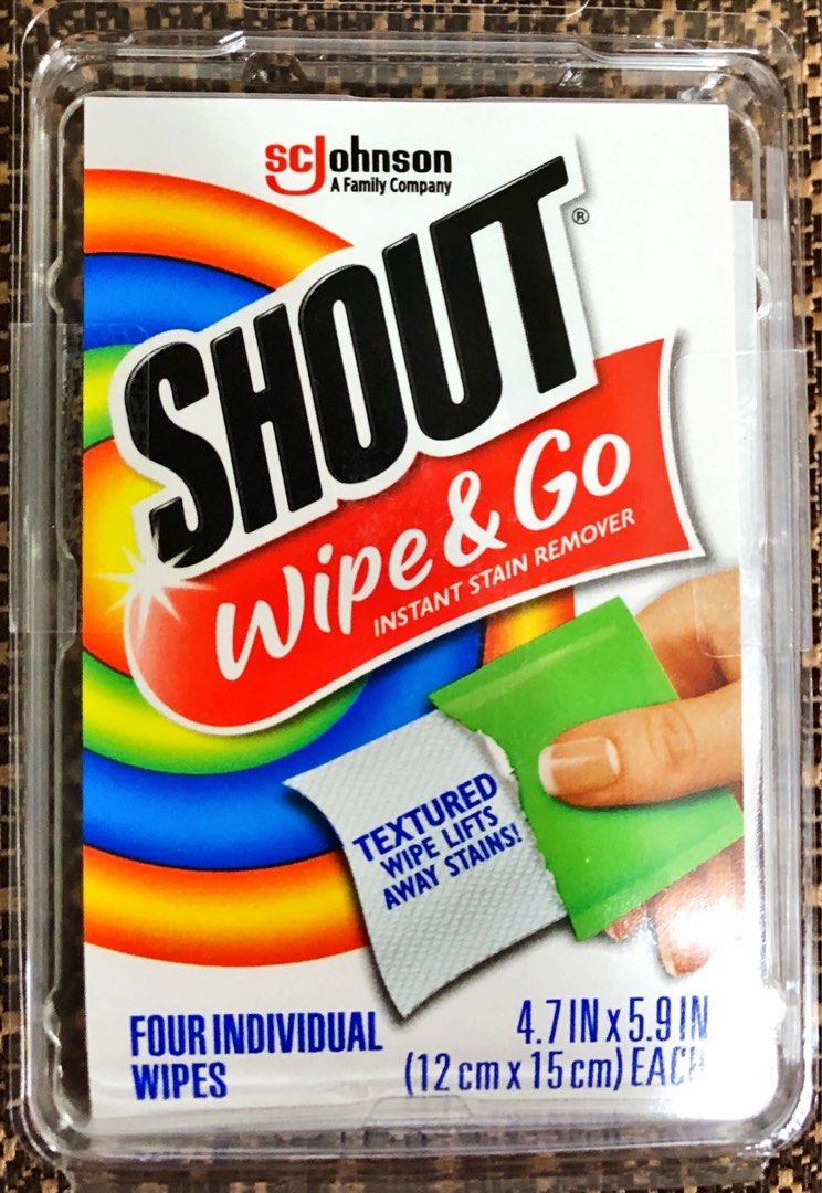 Shout Wipe and Go Instant Stain Remover, for OntheGo Laundry Stains
