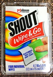 Shout Wipe and Go Instant Stain Remover, for On-the-Go Laundry Stains