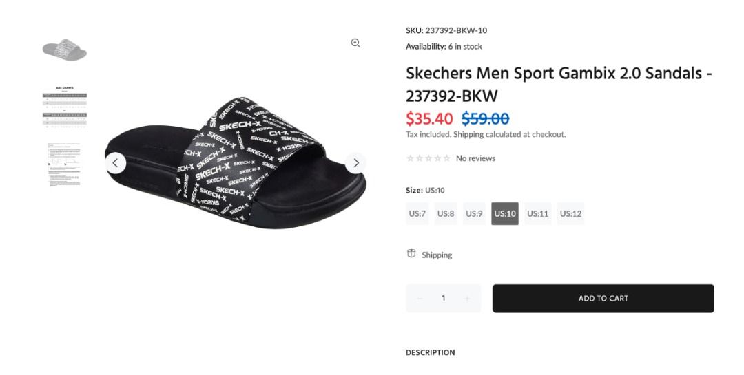 Skechers Men Sport Gambix 2.0 Sandals 237392 BKW US 10