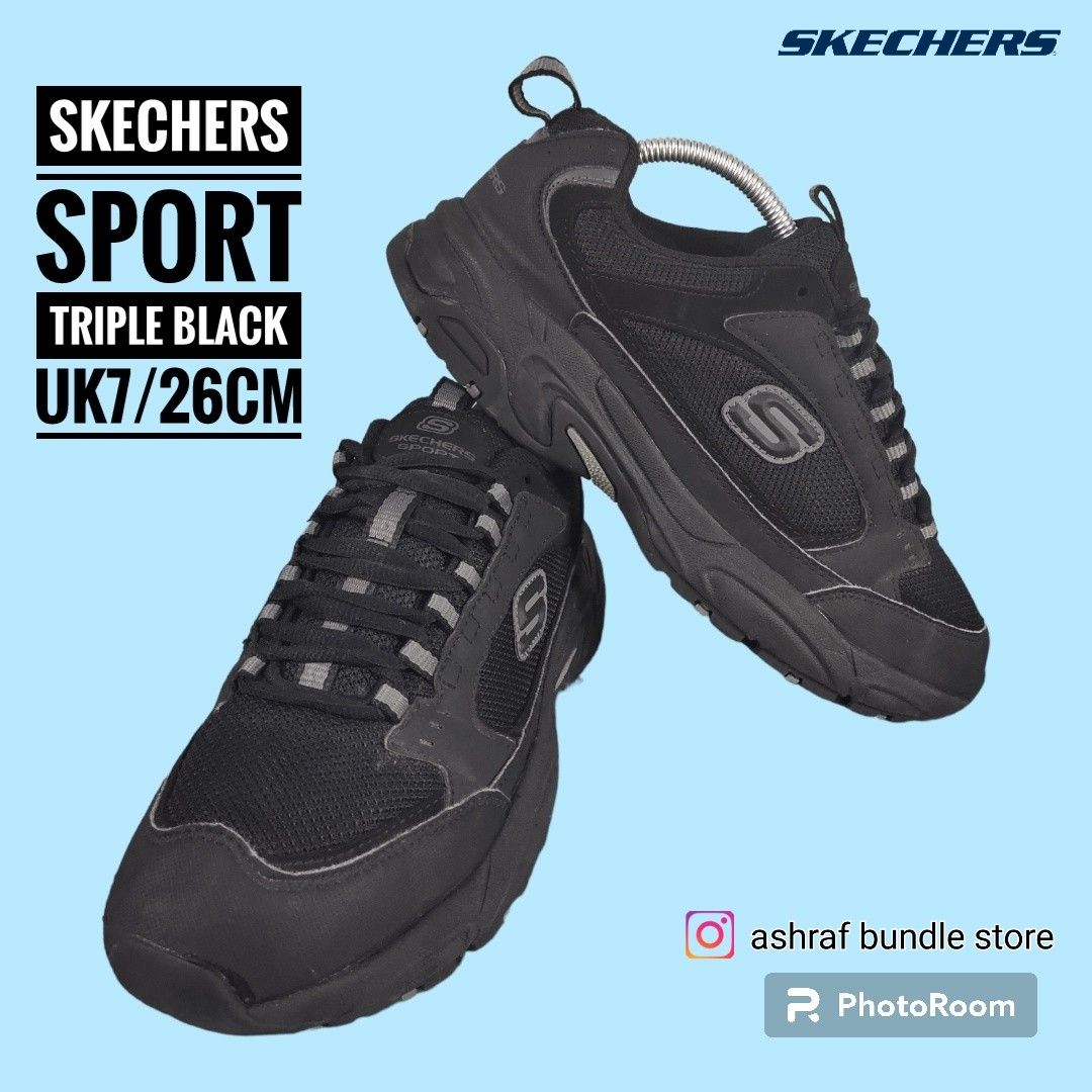 Skechers triple best sale black
