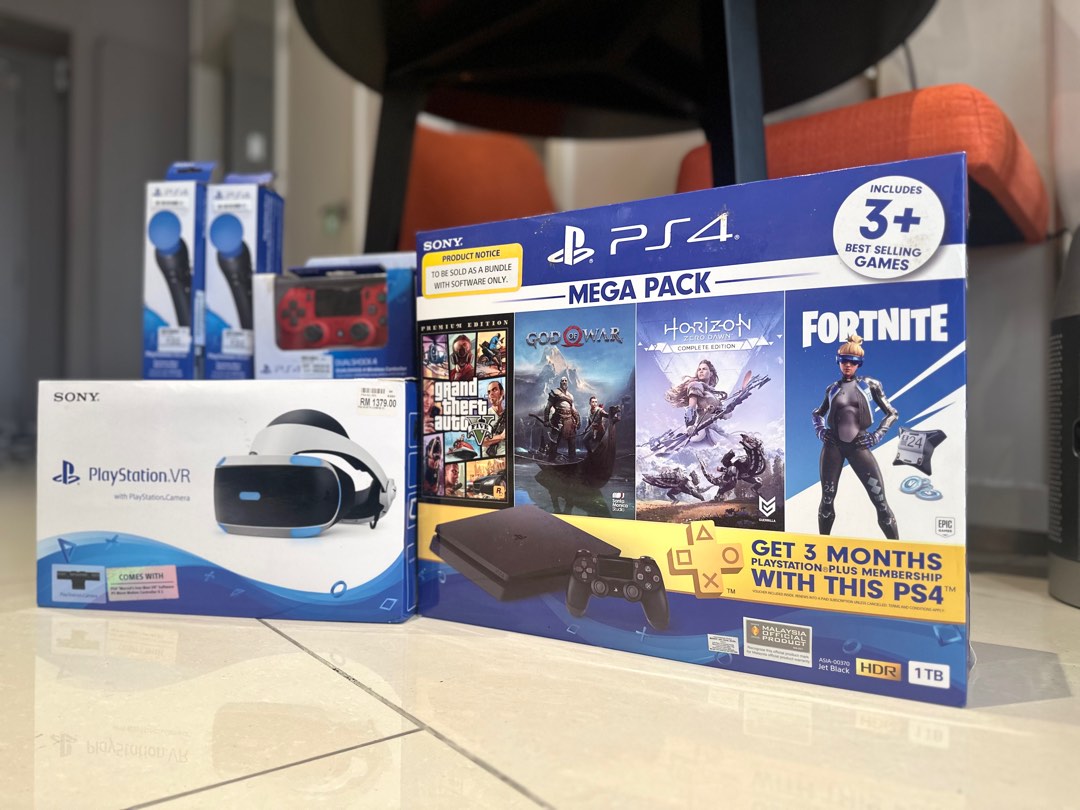 Sony PS4 Slim 1TB + PSVR + Extra Controller, Video Gaming, Video Game