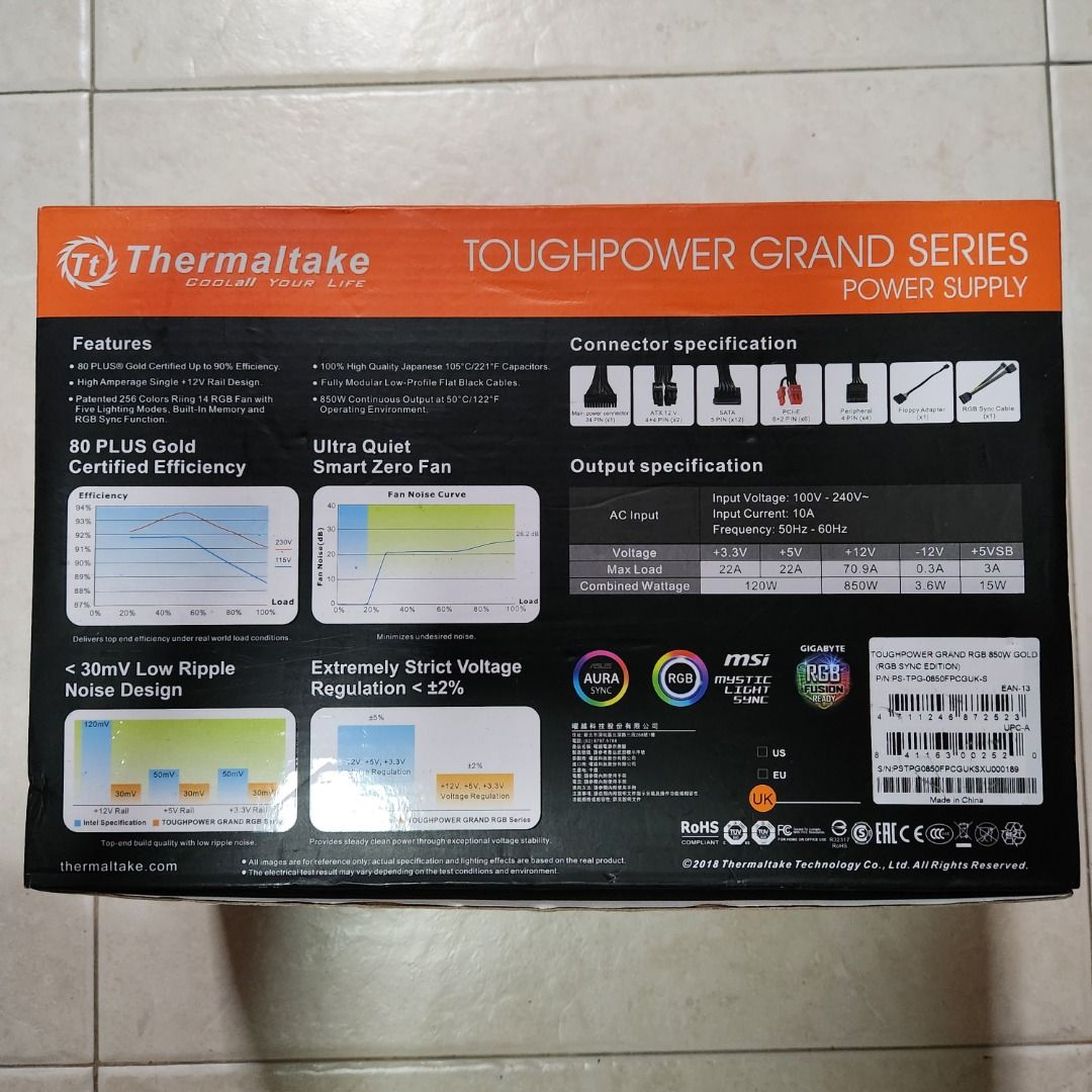 Thermaltake Toughpower Grand RGB 850W Gold (RGB Sync Edition ...