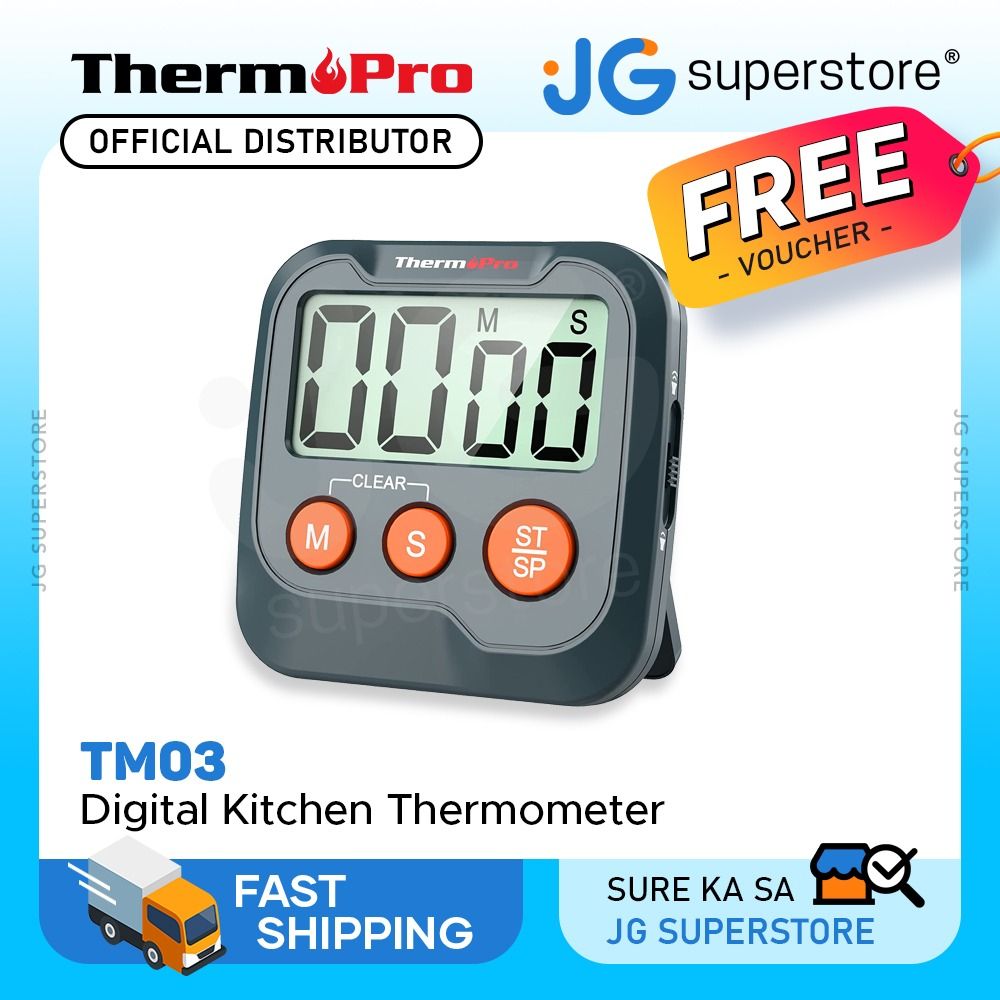 ThermoPro TM03 Digital Kitchen Timer with Large LCD Screen, Countdown