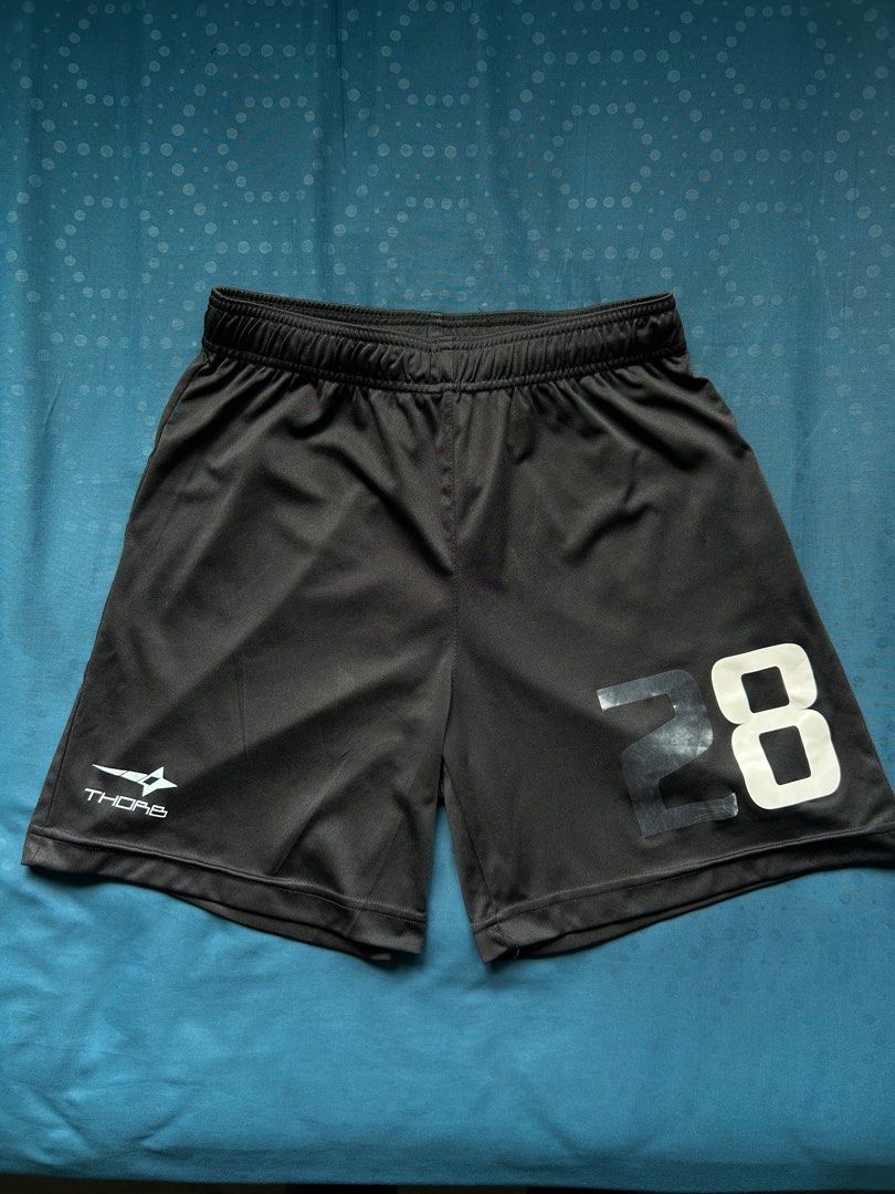 thorb shorts (Category: Shorts) located in Singapore. Submitted by qwerss (Listing ID 1238458564, Image 1). Description: - number 28 (the number 2 pealed off) - size S (mailing only or meet up at my place) tags: sports wear, black shorts, active shorts, active wear, soccer shorts.