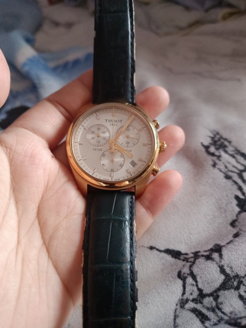 TISSOT PR100 Chronograph Silver Gold Men s Fashion Watches