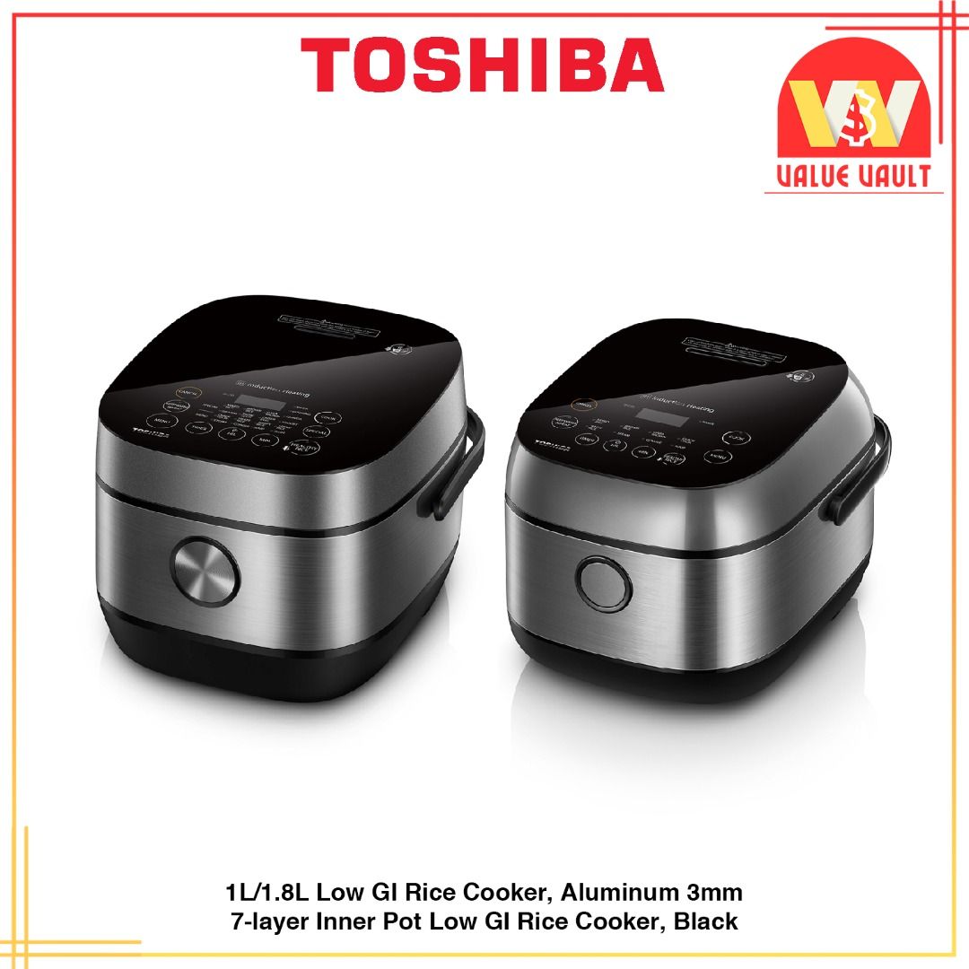 Toshiba 1L/1.8L Low GI Rice Cooker, Aluminum 3mm 7-layer Inner Pot Low