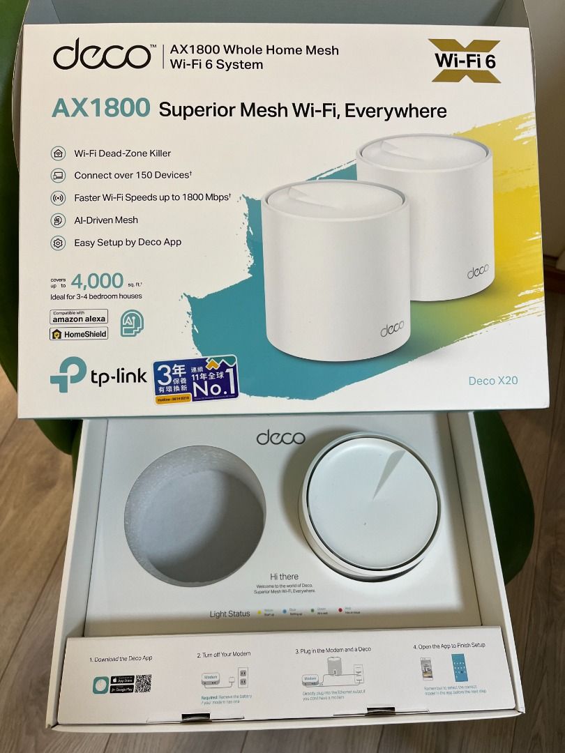 TP-Link Deco X20 WiFi 6 router (1 piece), 電腦＆科技, 電腦周邊及配件, Wifi及上網相關產品 ...