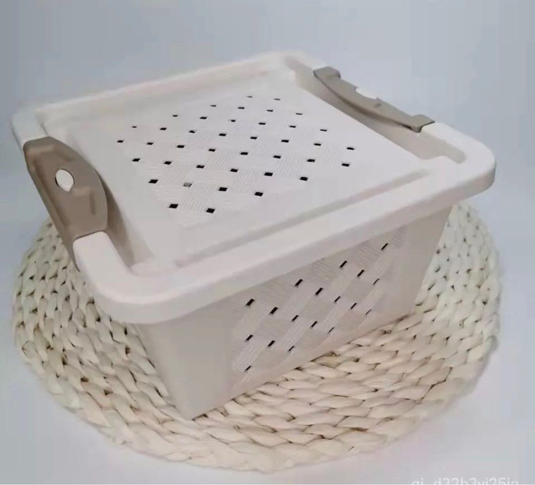 White Stackable Laundry Basket with Grey Handles