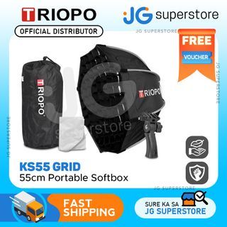 Triopo KS55 Portable Softbox 21.6in / 55cm Speedlite Octagon Umbrella Softbox with Honeycomb Grid Outdoor Flash SoftBox for Godox TT600 TT685 V860 with Handle Grip | JG Superstore