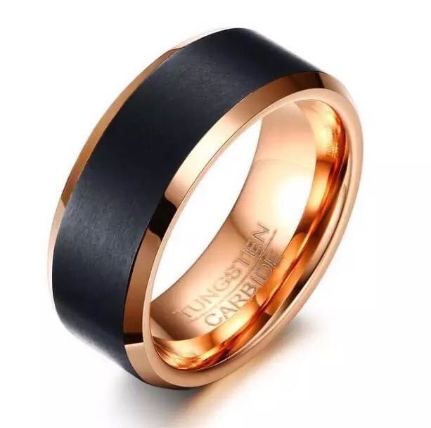 Mens black and deals rose gold ring
