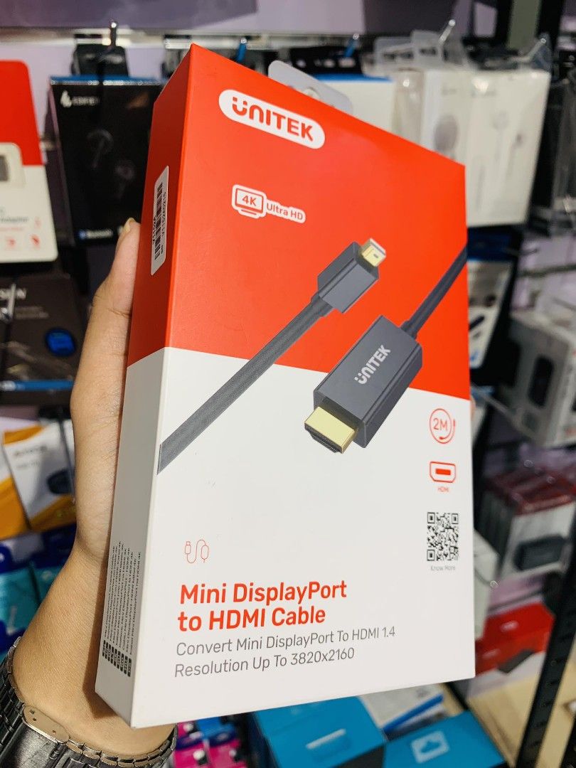 тнрunitek Mini Displayport Male To Hdmi Male 1 4 Cable Black 2m V1152a