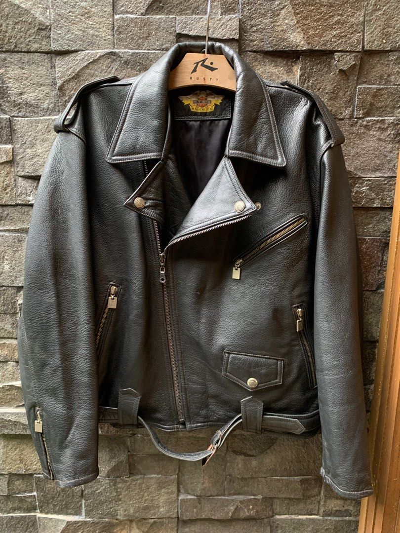 Vintage Harley Davidson eagle back leather jacket. Jaket kulit