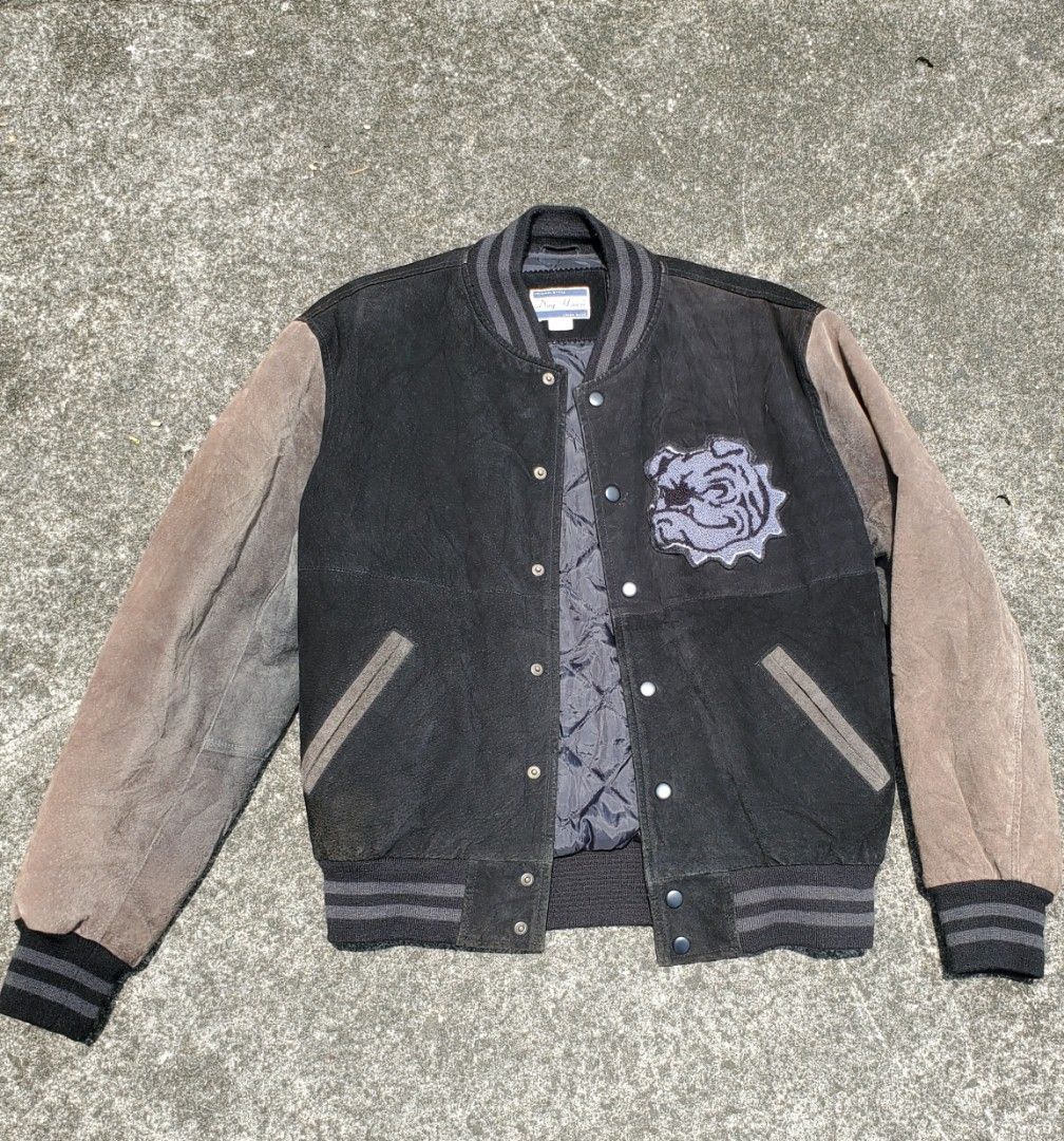 Vintage Suede Varsity Jacket (Category: Coats, Jackets and Outerwear) located in Pasig City. Submitted by esidisiii (Listing ID 1238458734, Image 1). Description: DogHouse Brand Union Made/Japan Dimes: 22 width, 25 length size M on tag Beautiful suede material which shows a worn and distressed look perfect for any type of fit. Pasig City loc gcash payment or meetup within metro manila last price na po.