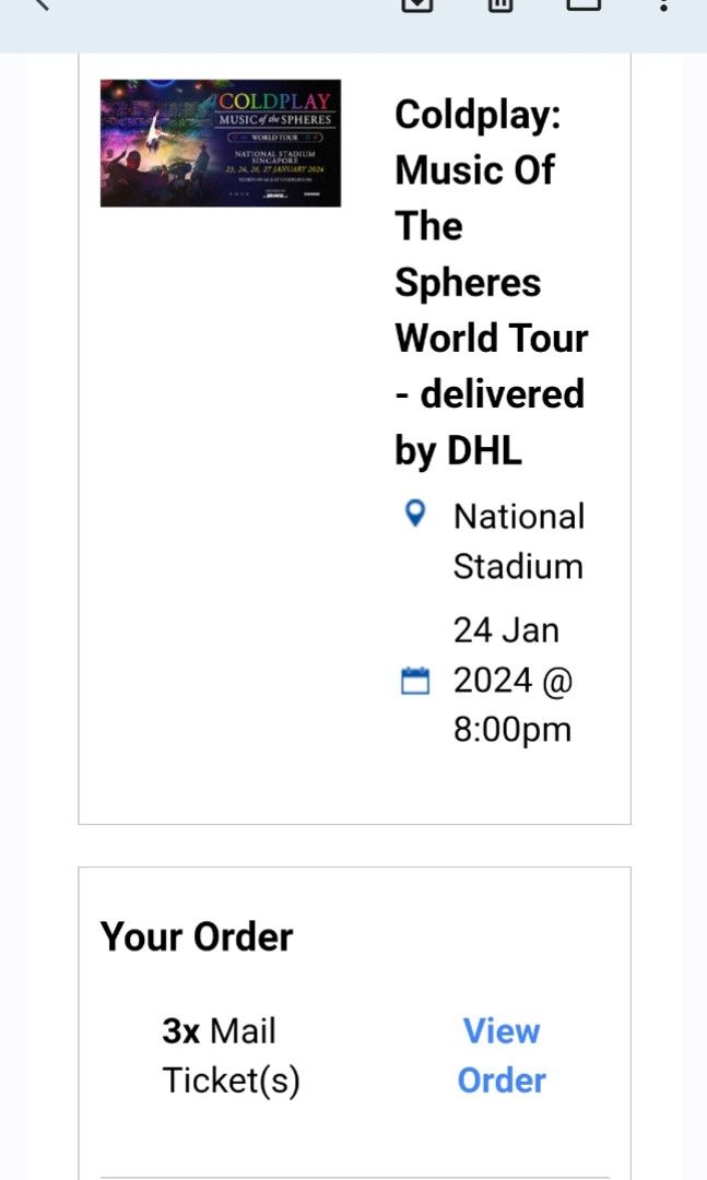 VIP coldplay ticket, Tickets & Vouchers, Event Tickets on Carousell