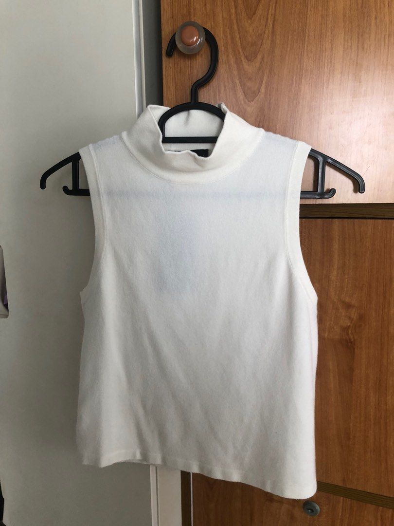 White high neck best sale top sleeveless