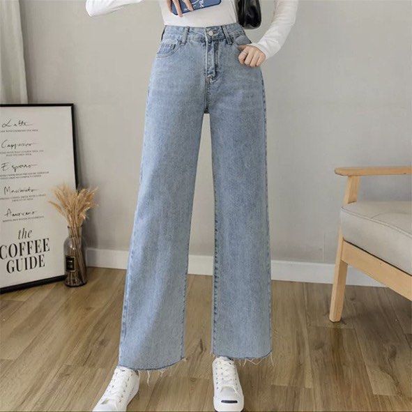 Wide Leg Jeans Women Loose High Waist Straight Cylinder Mopping