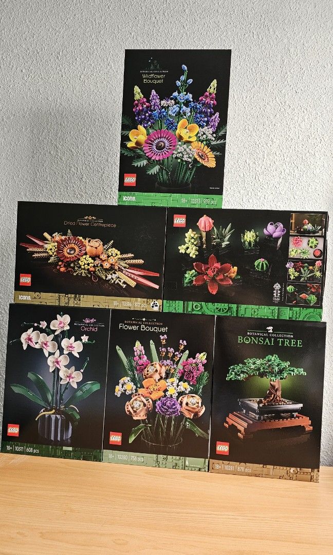 Brand new Lego Botanical Collection Bundle Deal 10280 Flower Bouquet, 10281  Bonsai Tree, 10309 Succulents, 10311 Orchids, 10313 Wildflower Bouquet