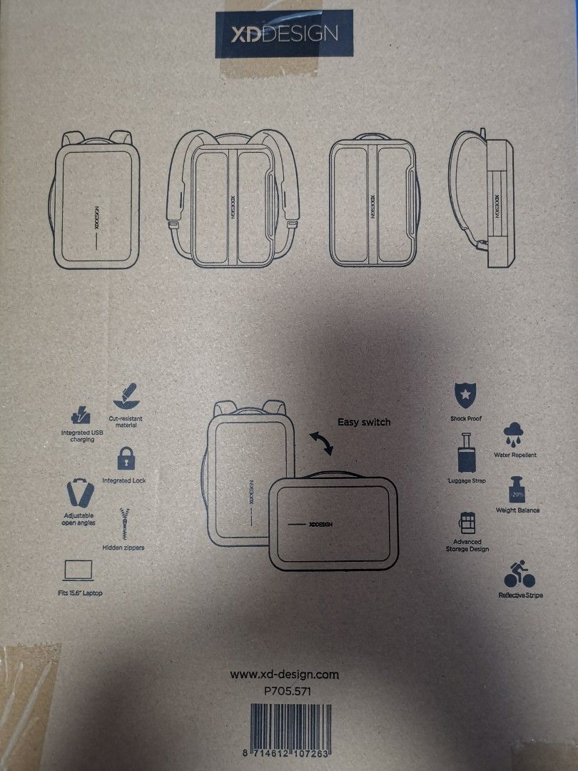 Xd design Bobby Bizz AntiTheft Backpack, Men's Fashion, Bags