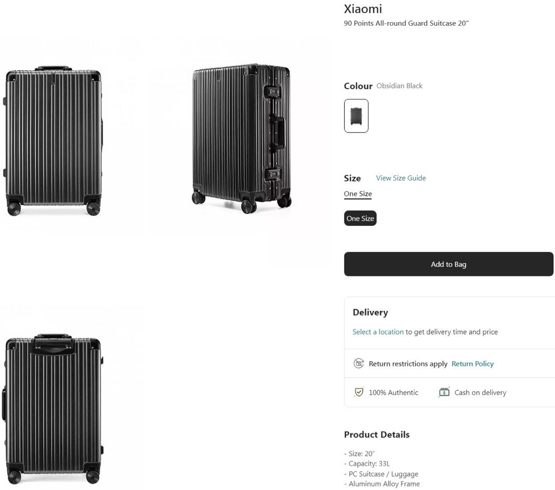 Round Guard Xiaomi 90 Points Suitcase 20 Inch Xiaomi Luggage