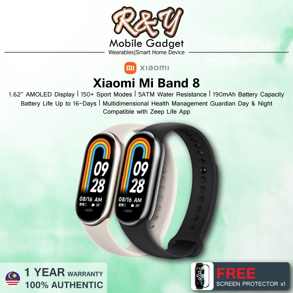 Xiaomi Smart Band 8 Bracelet, Mi Malaysia Warranty, 1.62 AMOLED, 190mAh  Battery