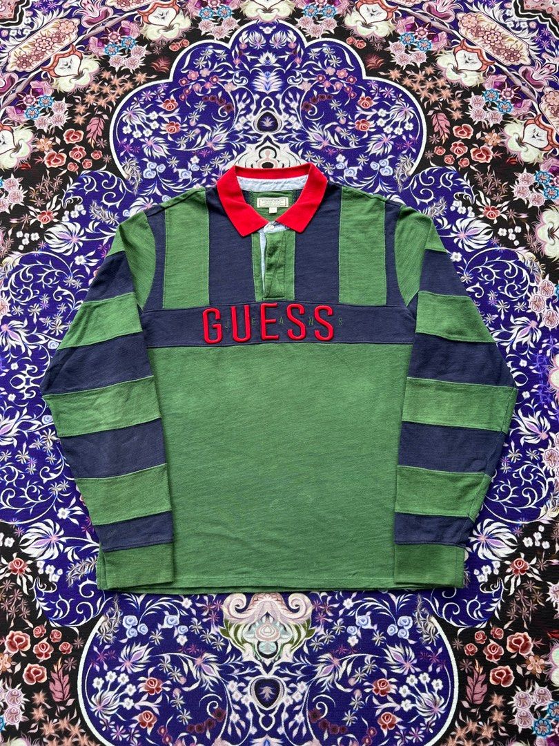 XL Vintage Guess Jeans Color Block Polo Rugby Men s Fashion
