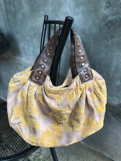 Yellow fabric hobo purse