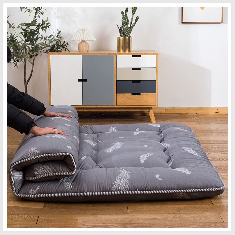 YOSHOOT Grey Feather Futon Floor Mattress for Adults Japanese