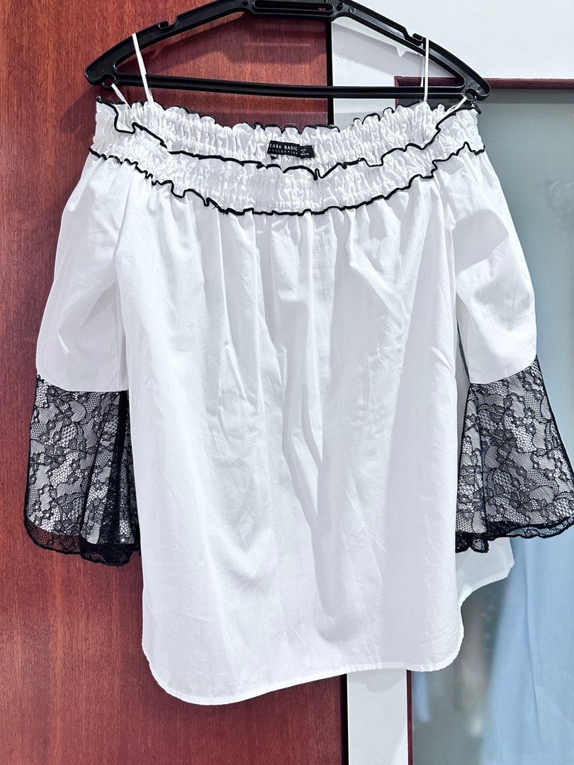 Zara white top bardot top