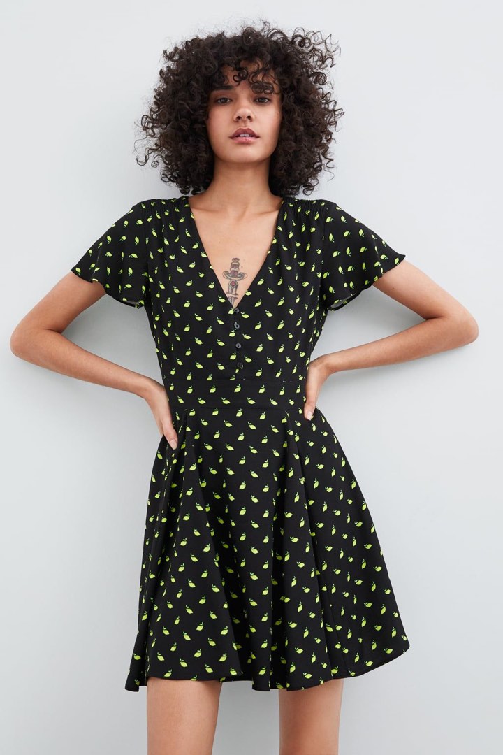 Zara lemon clearance print dress