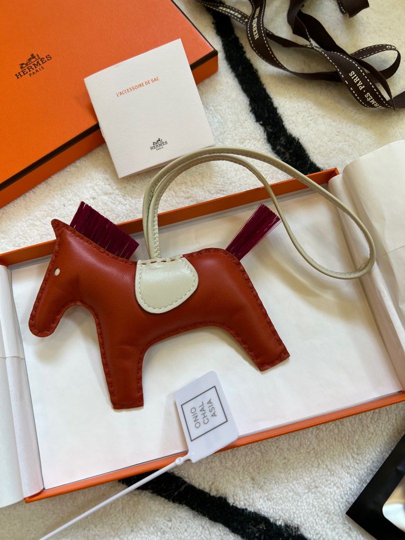 100% Authentic Hermes Rodeo Horse Bag Charm MM Milo Lambskin, Luxury,  Accessories on Carousell