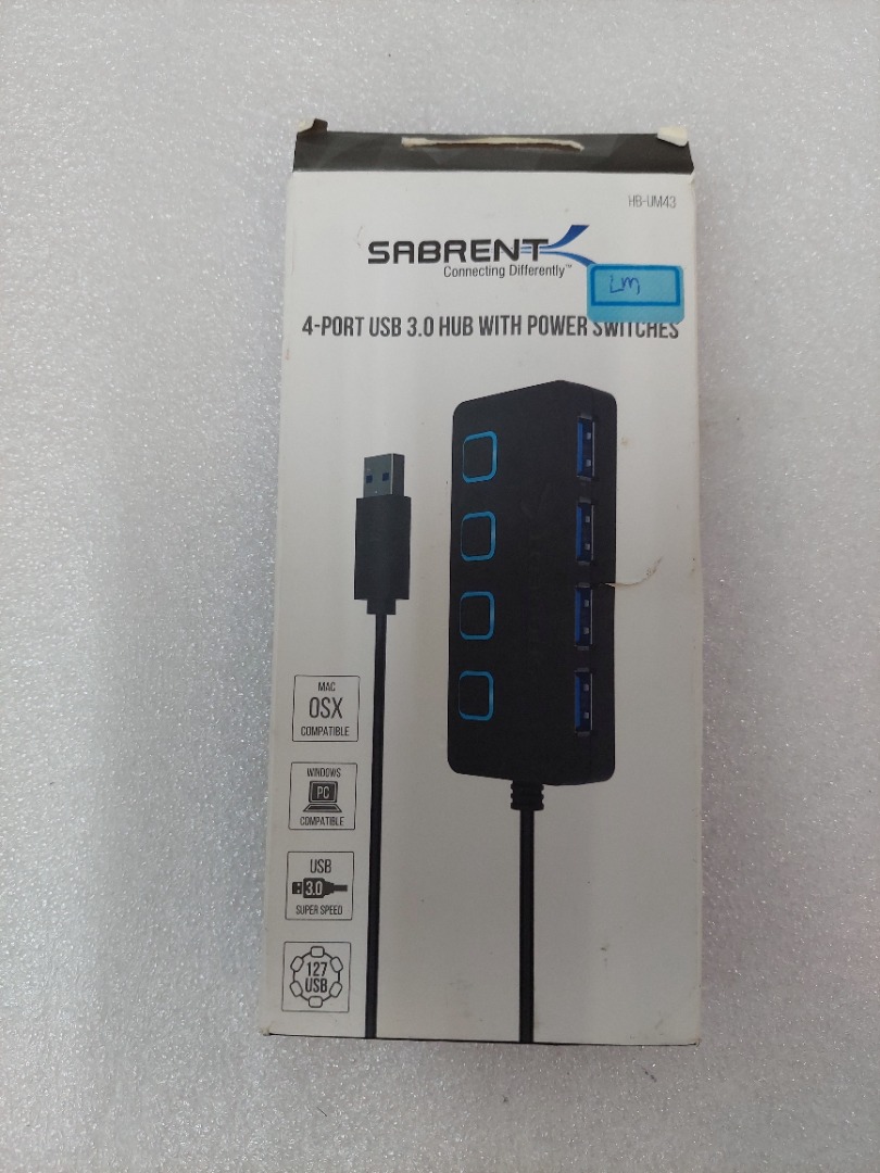 4 in 1 Hub (USB 3.0 Male to 4 USB Female Hub With Power Switches) HB ...
