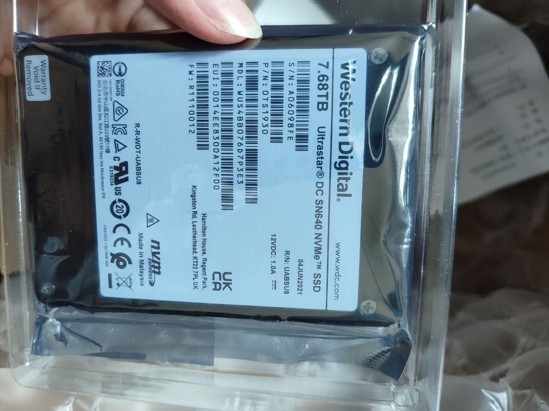 8TB SSD WD SN640 7.68TB U.2 (M.2) NVME 2.5”Enterprise, 電腦＆科技