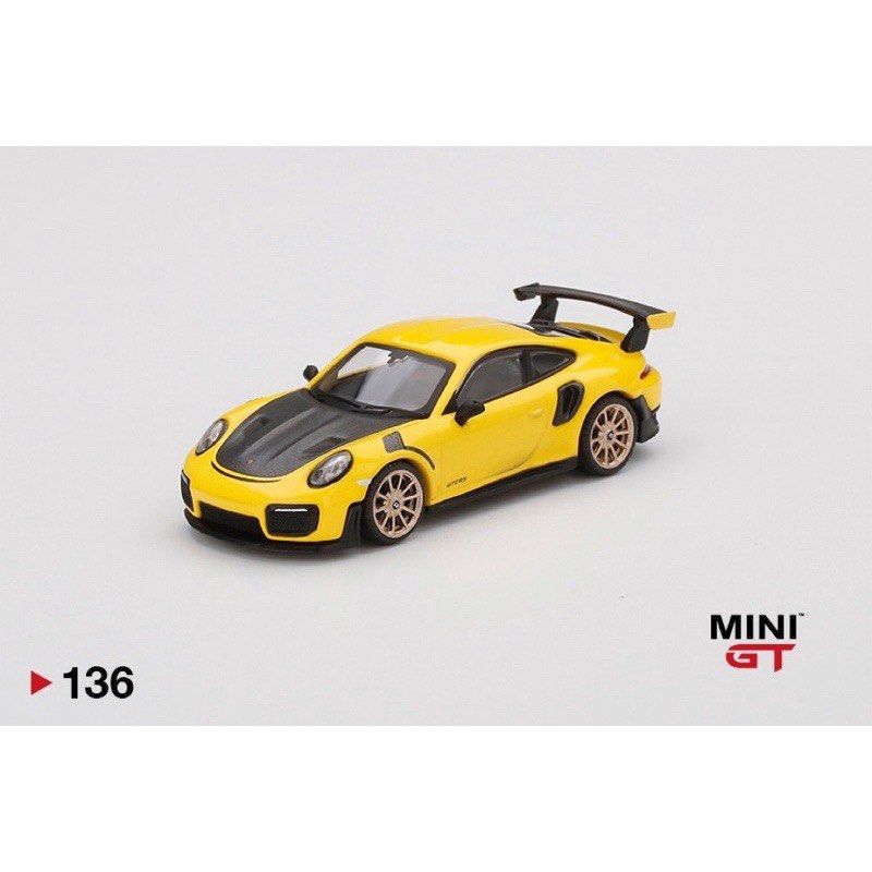 全新未拆Mini GT Porsche 911 GT2 RS 黃色1/64 #136 991, 興趣及遊戲