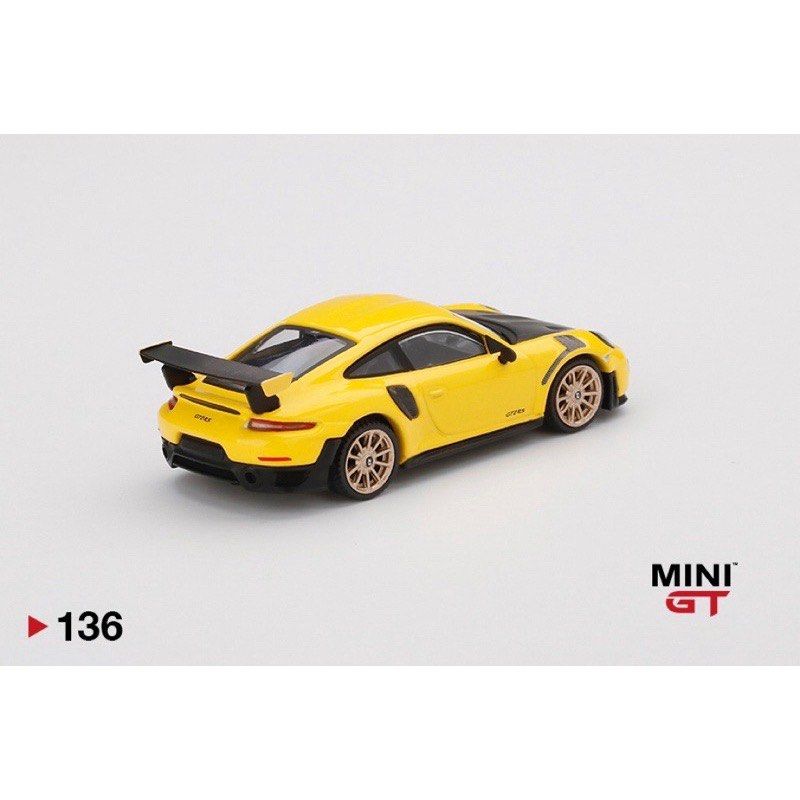 全新未拆Mini GT Porsche 911 GT2 RS 黃色1/64 #136 991, 興趣及遊戲