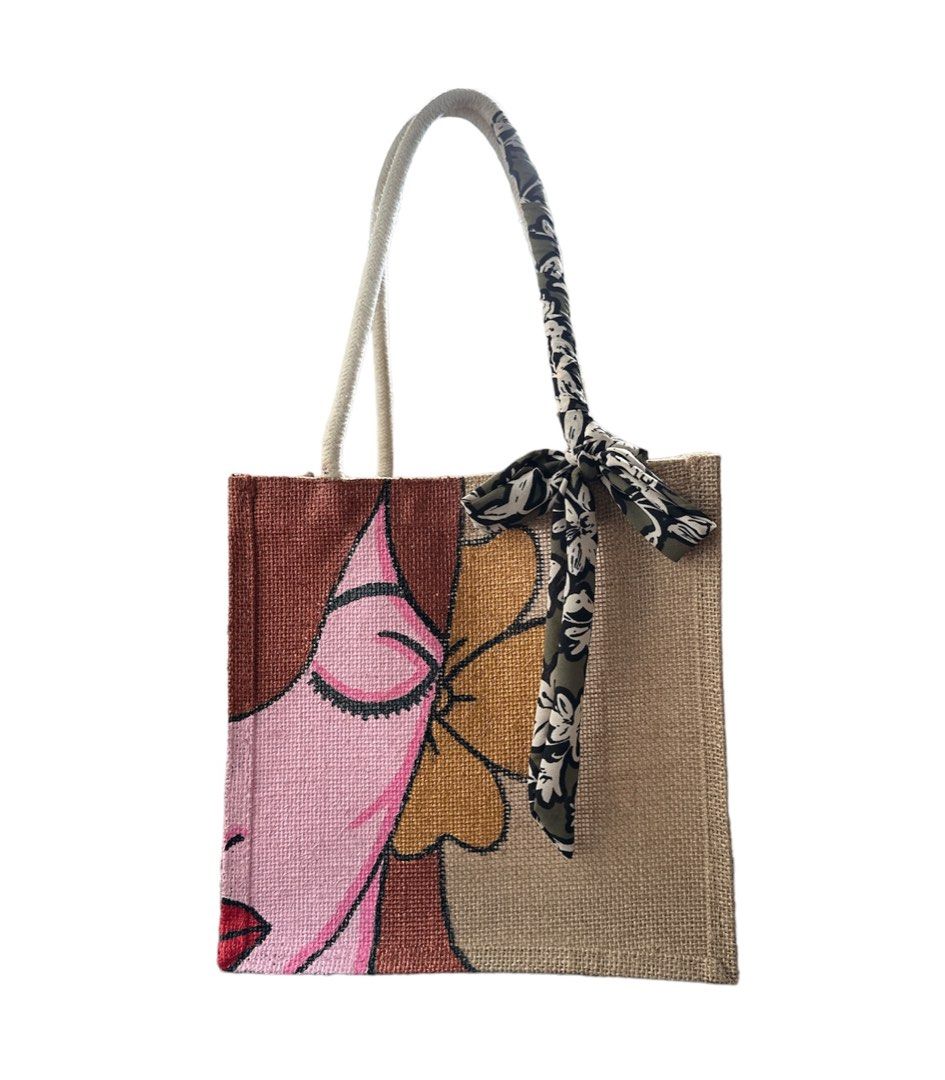 Hand Painted Jute Bags (SMALL), Women's Fashion, Bags & Wallets, Tote