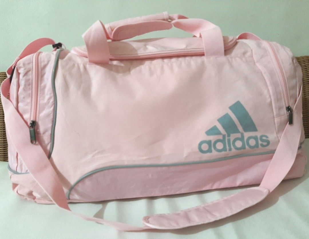 adidas Defender Duffel Bag Travel Grey Pink 11.75