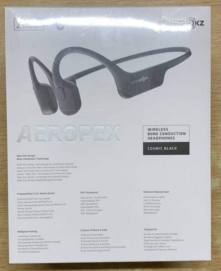 Aftershokz AEROPEX 藍牙5.0 COSMIC BLACK無線防水耳機, 手提電話