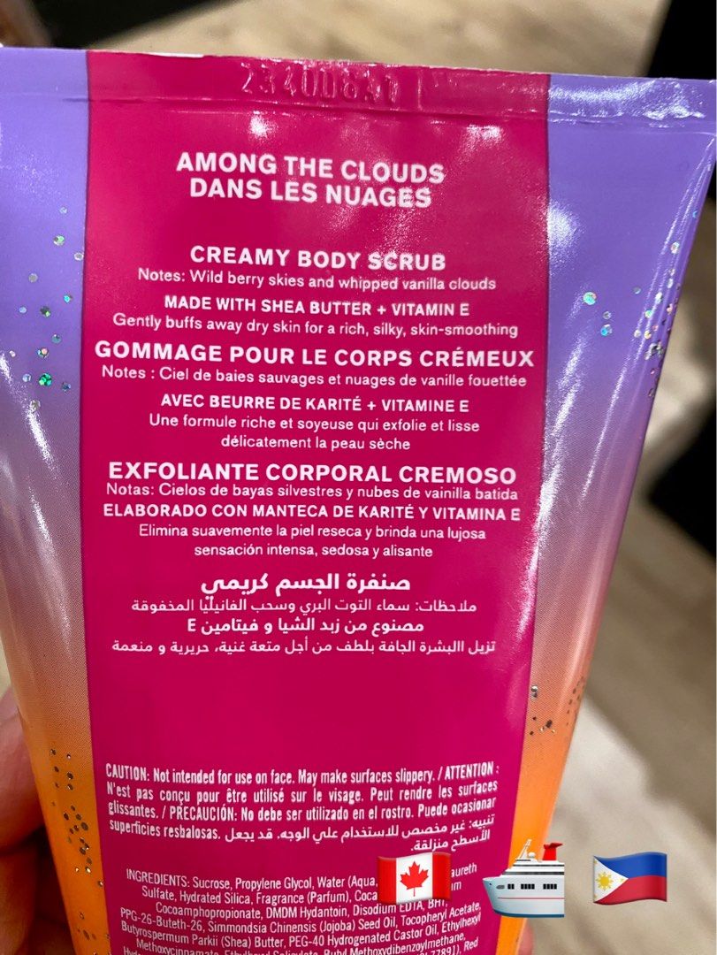 Among the Clouds Creamy Body Scrub (Category: Bath) located in Balungao. Submitted by kateee21 (Listing ID 1238616448, Image 2). Description: 📌📌📌 Available for Preorder 🛳 Shipping from Canada 🇨🇦 to Philippines 🇵🇭 via sea cargo 📦; Local Shipping fee c/o buyer Disclaimer: We are not affiliated with or associated with the brand posted. Copyrights are reserved for the original brand owners. .