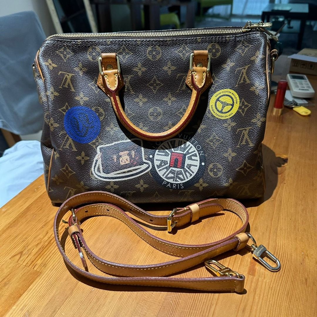 100% AUTHENTIC LIMITED EDITION LOUIS VUITTON SPEEDY 30 BANDOULIERE WORLD  TOUR