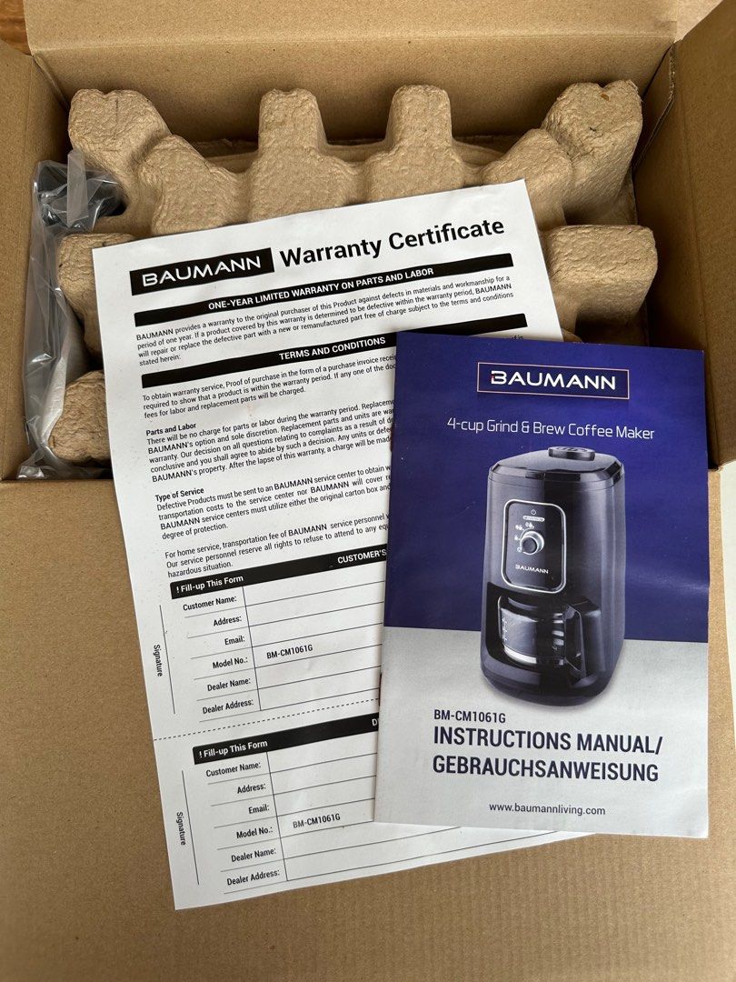 BAUMANN GRIND AND BREW COFFEE MAKER on Carousell