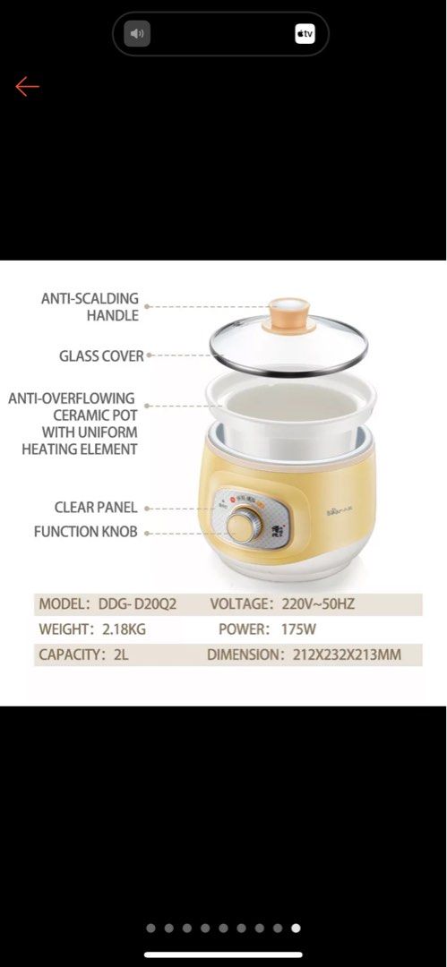 Bear Electric Slow Cooker with Ceramic pot 2.0L (DDG-D20Q2) - PowerPacSG