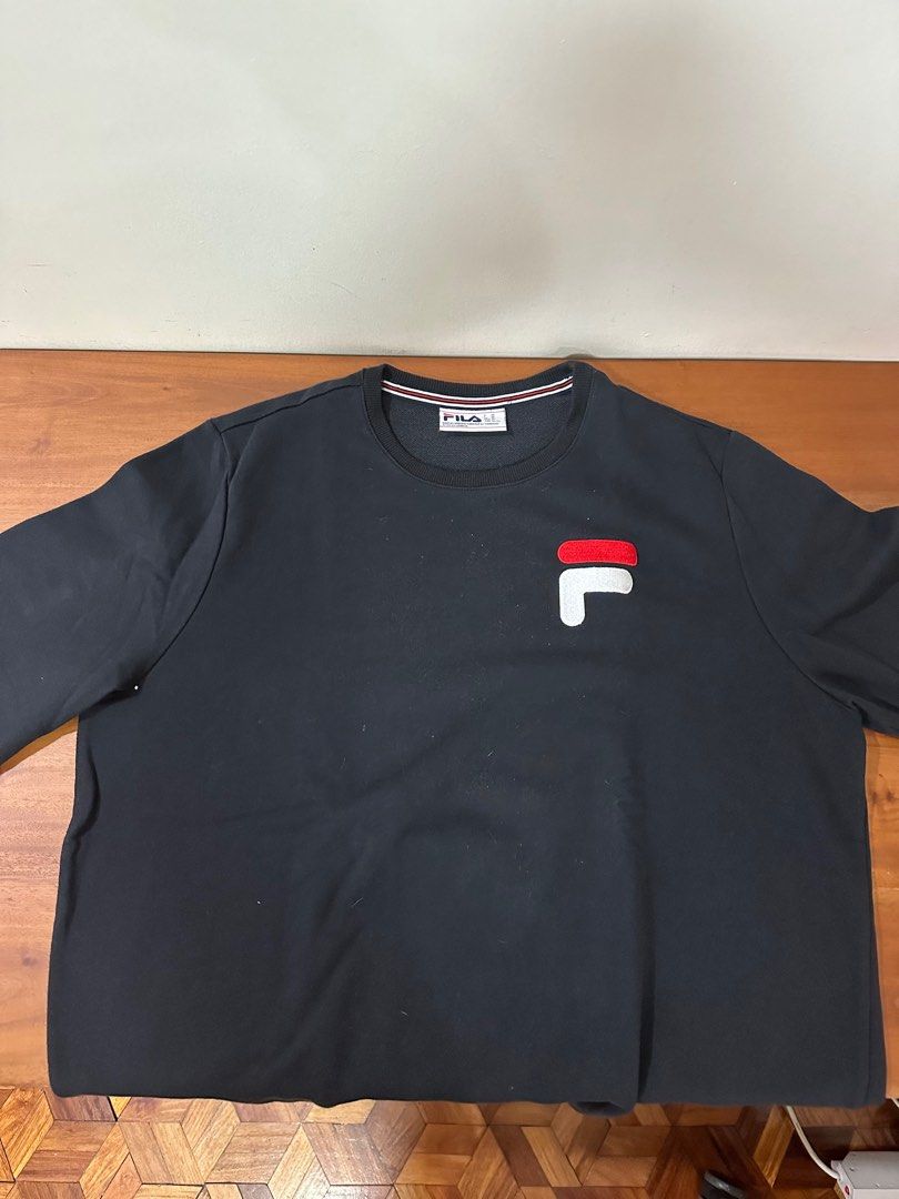 Black Fila Sweater Men s Fashion Tops Sets Hoodies on Carousell