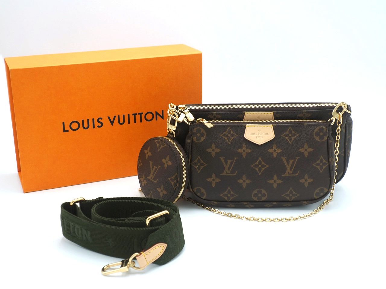 LOUIS VUITTON Multi Pochette M44813 MONOGRAM 100% auth. NEW IN BOX Khaki