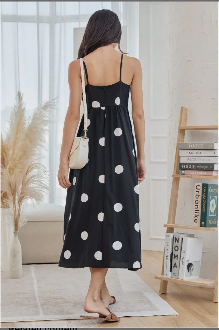 Polka dot strappy dress clearance